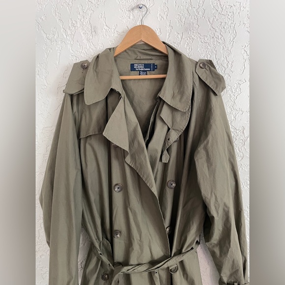 Polo Ralph Lauren® RARE 90s Double Breasted Trench Coat - Olive Green - XL - Picture 3 of 7